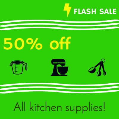 50% off all kitchen supplies